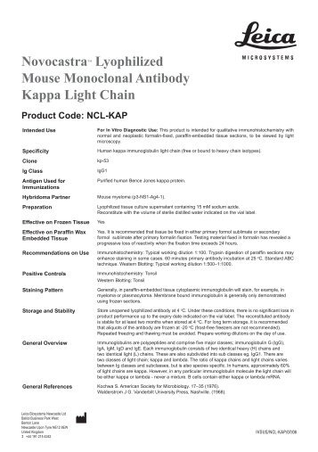 Novocastratm Lyophilized Mouse Monoclonal Antibody Kappa ...