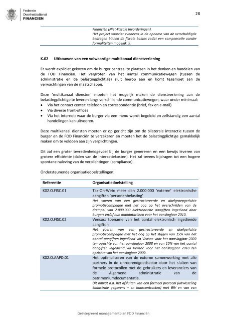 Geïntegreerd Managementplan 2010 - Fiscus.fgov.be