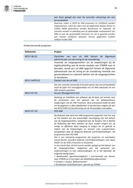 Geïntegreerd Managementplan 2010 - Fiscus.fgov.be