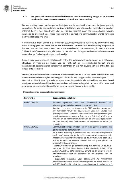 Geïntegreerd Managementplan 2010 - Fiscus.fgov.be