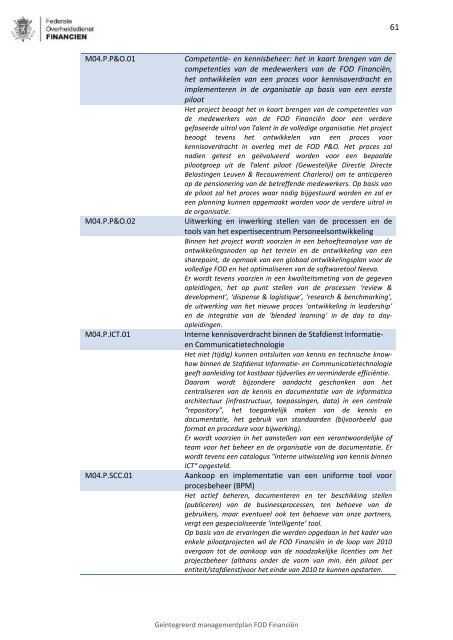 Geïntegreerd Managementplan 2010 - Fiscus.fgov.be