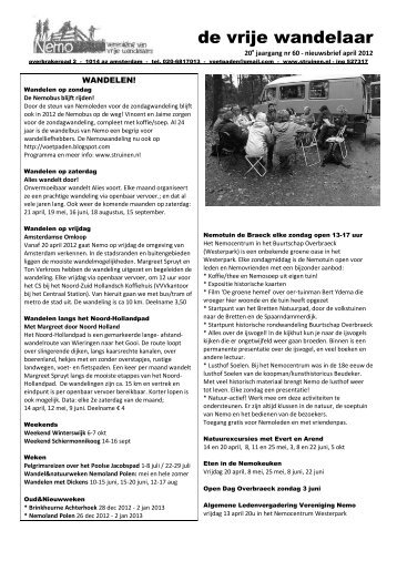 Vrije Wandelaar Nieuwsbrief april 2012 - Nemo