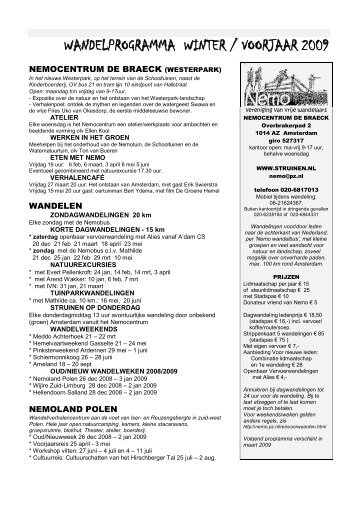 WANDELPROGRAMMA WINTER / VOORJAAR 2009 - Nemo