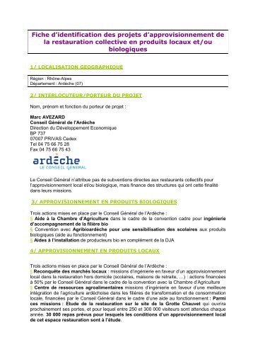 Voir la fiche de présentation du conseil général de l'Ardèche