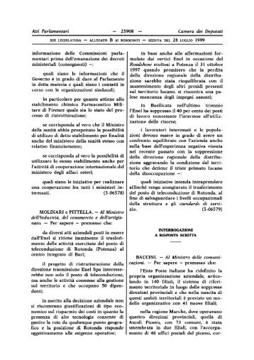 Interrogazioni a risposta scritta - XIII Legislatura - Camera dei Deputati