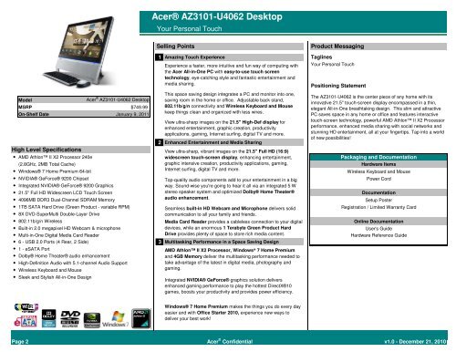 Acer® AZ3101-U4062 Desktop - Walmart