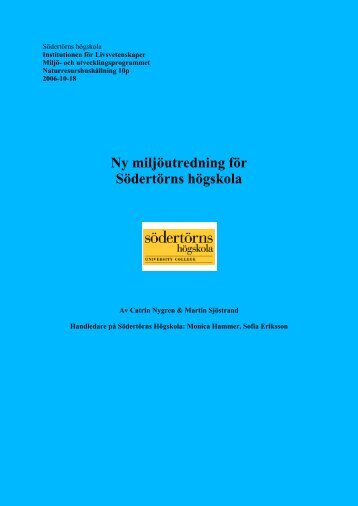 Ny Miljöutredning För Södertörns Högskola