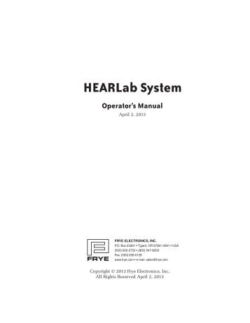 HEARLab System - Frye Electronics
