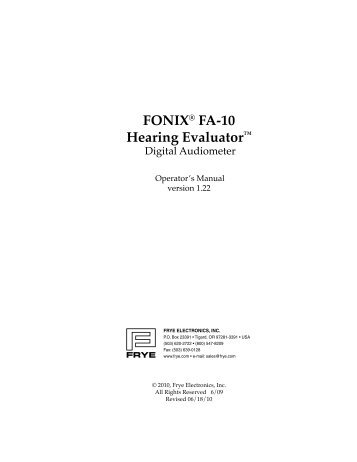 FONIX® FA-10 Hearing Evaluator™ - Frye Electronics