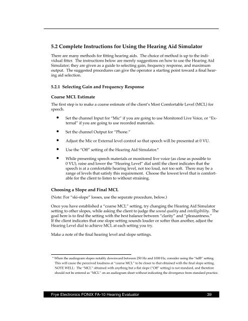 FONIX® FA-10 Hearing Evaluator™ - Frye Electronics