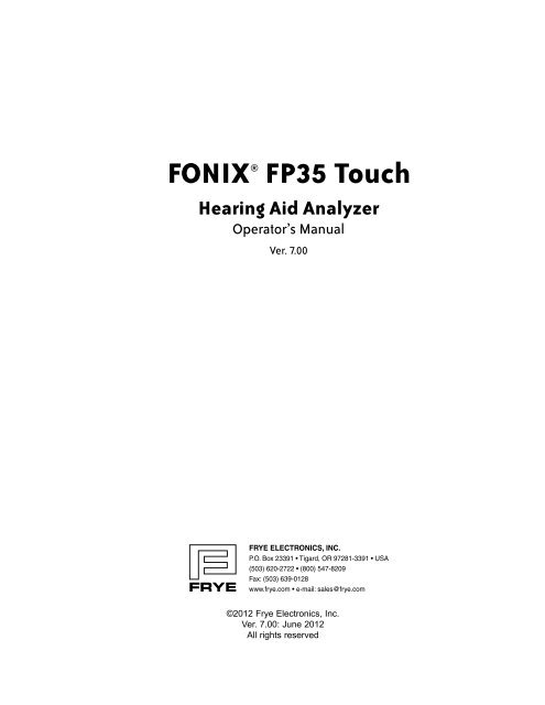 FONIX® FP35 Touch - Frye Electronics