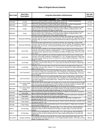 pricing schedule - Commonwealth of Virginia