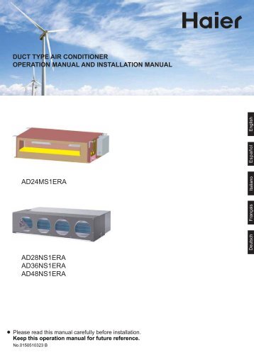 duct type air conditioner operation manual and ... - Haier.com