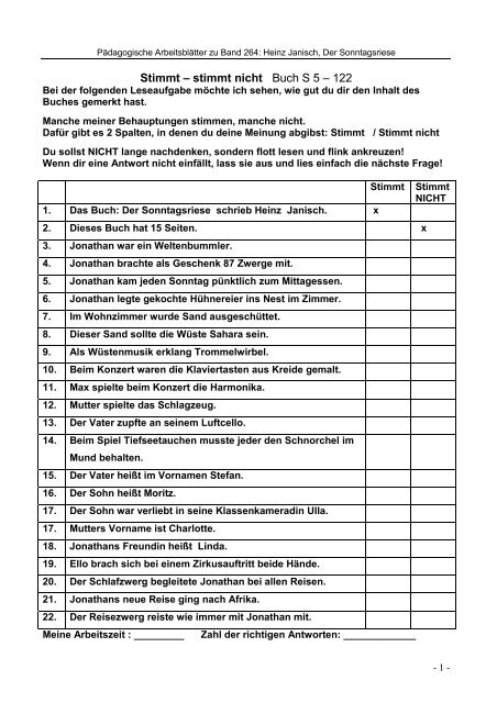 Stimmt – stimmt nicht Buch S 5 – 122