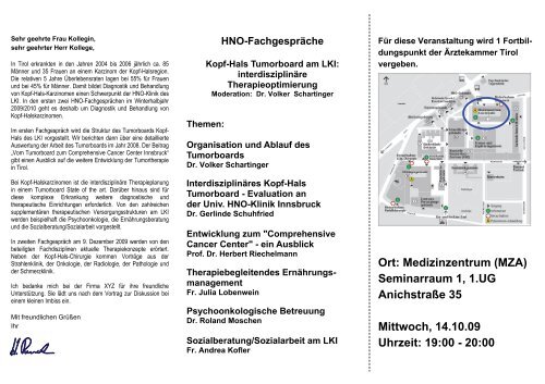 20:00 Uhr Kopf-Hals Tumorboard am LKI: interdisziplinäre ...