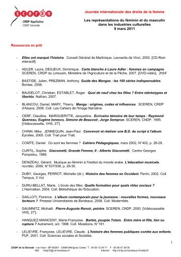 Représentations féminin-masculin - CRDP Aquitaine