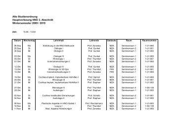 Alte Studienordnung Hauptvorlesung HNO 3. Abschnitt ...