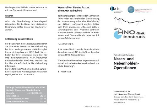 Nasen Univ Hno Klinik Innsbruck Uki
