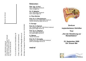 med-el - Univ. HNO Klinik Innsbruck - UKI
