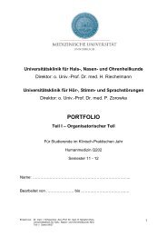 Portfolio Teil 1 - Univ. HNO Klinik Innsbruck