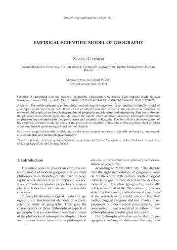 EMPIRICAL-SCIENTIFIC MODEL OF GEOGRAPHY