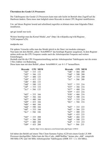 AMD Geode LX Prozessor Übertakten