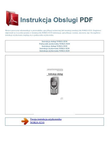 Instrukcja obsługi NOKIA 8210 - INSTRUKCJA OBSLUGI PDF