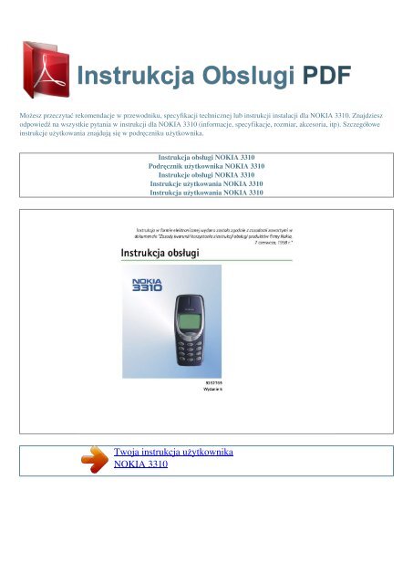 Instrukcja obsługi NOKIA 3310 - INSTRUKCJA OBSLUGI PDF