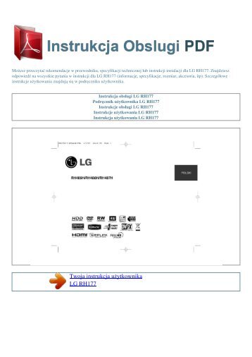 Instrukcja obsługi LG RH177 - INSTRUKCJA OBSLUGI PDF