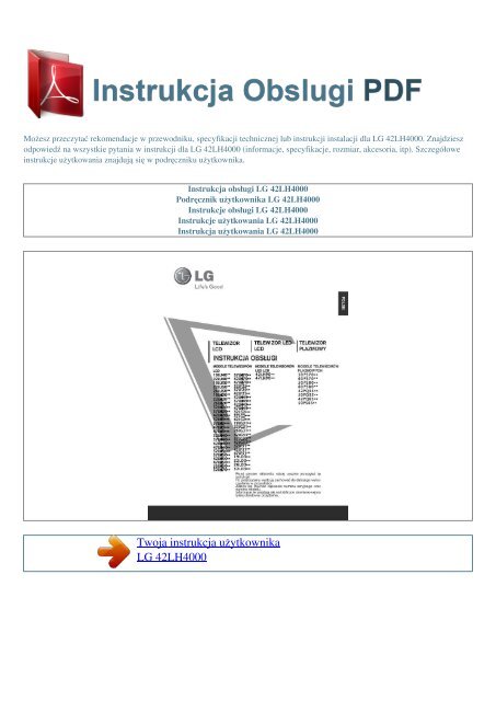 Instrukcja obsługi LG 42LH4000 - INSTRUKCJA OBSLUGI PDF