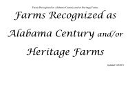 Farms Recognized as Alabama Century and/or Heritage Farms