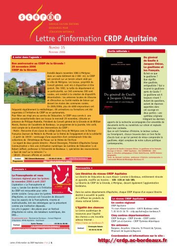 Lettre d'information CRDP Aquitaine - CRDP Aquitaine - Académie ...