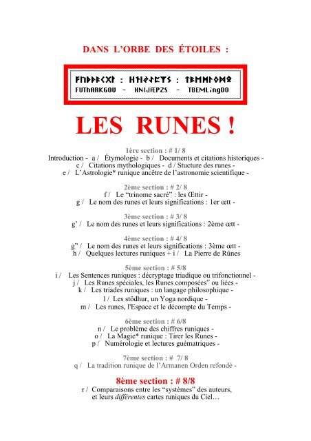 LES RUNES ! - Racines et Traditions en Pays d'Europe