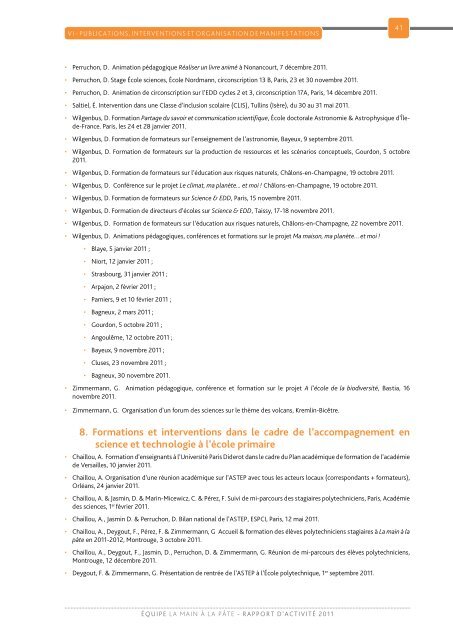 RAPPORT D'ACTIVITÉ 2011 - La main à la pâte