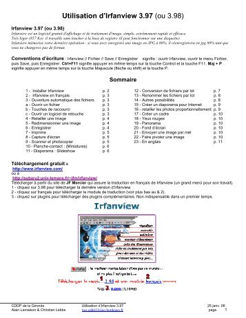 Utilisation d'Irfanview 3.97 (ou 3.98)