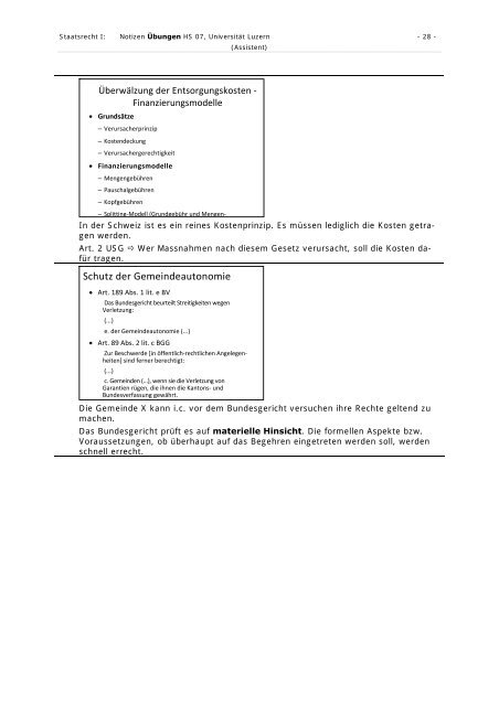 Staatsrecht I: Übung - Studentische Organisationen Uni Luzern
