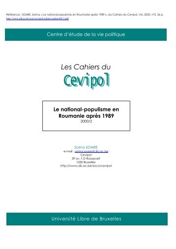 Le national-populisme en Roumanie après 1989 - de l'Université ...