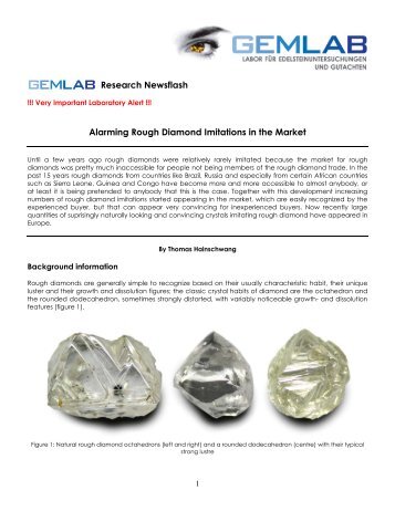 Research Newsflash Alarming Rough Diamond Imitations ... - GemLab