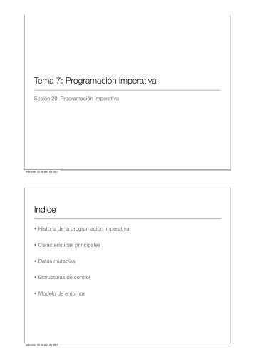 Tema 7: Programación imperativa Indice - RUA