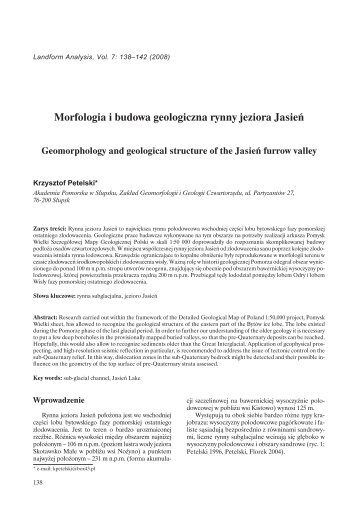 Morfologia i budowa geologiczna rynny jeziora Jasień