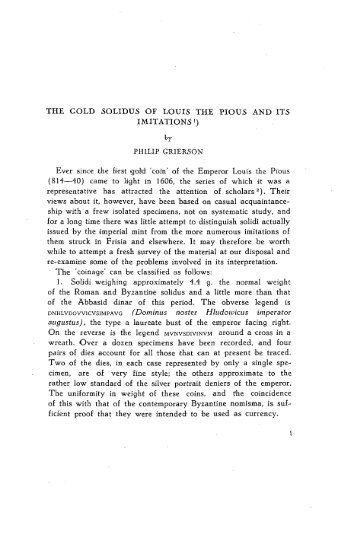 The gold solidus of Louis the Pious and its imitations