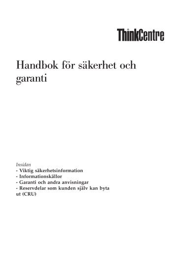 Handbok för säkerhet och garanti - Ibm