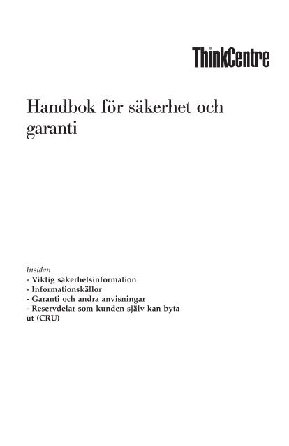 Handbok för säkerhet och garanti - Ibm