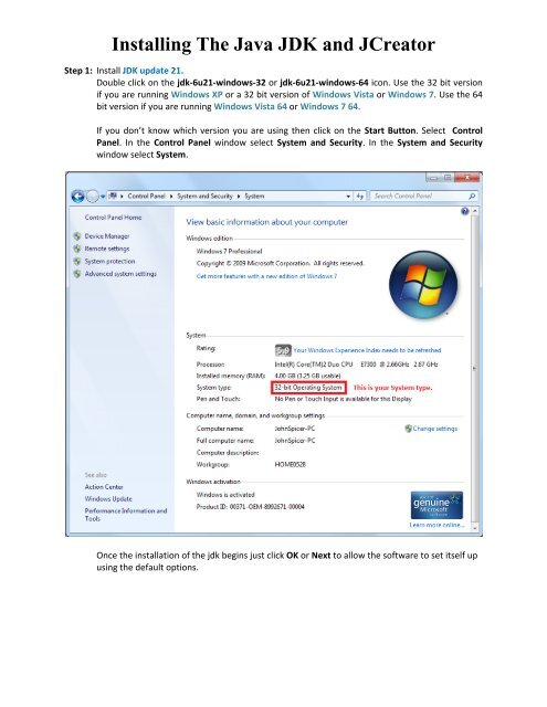 Installing The Java JDK and JCreator
