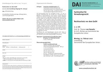 Rechtsschutz vor dem Eugh - Deutsches Anwaltsinstitut ev