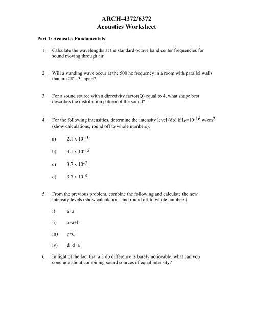 Sr 7 Acoustics Worksheet