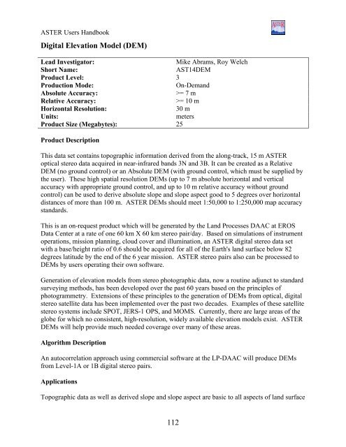 ASTER User's Guide - Aster - NASA