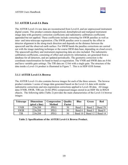 ASTER User's Guide - Aster - NASA