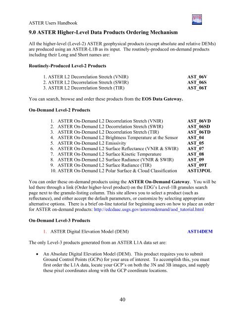 ASTER User's Guide - Aster - NASA