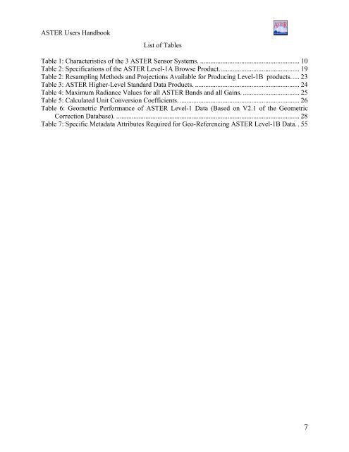 ASTER User's Guide - Aster - NASA